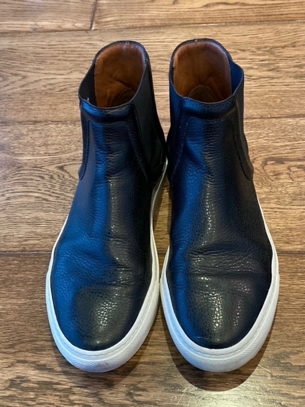 Givenchy Black Leather Slip-On High Top Sneaker with White Sole 37